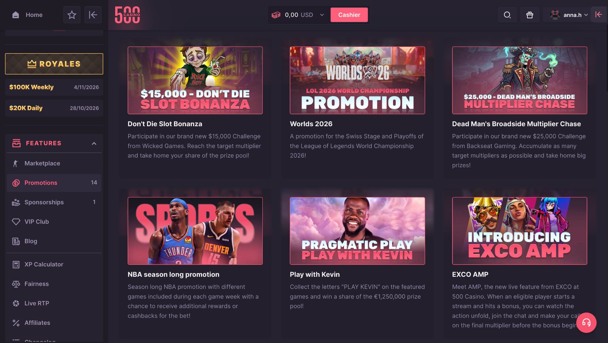 500 Casino Promo Code TOP100LIST: 300% Bonus + 50 Free Spins